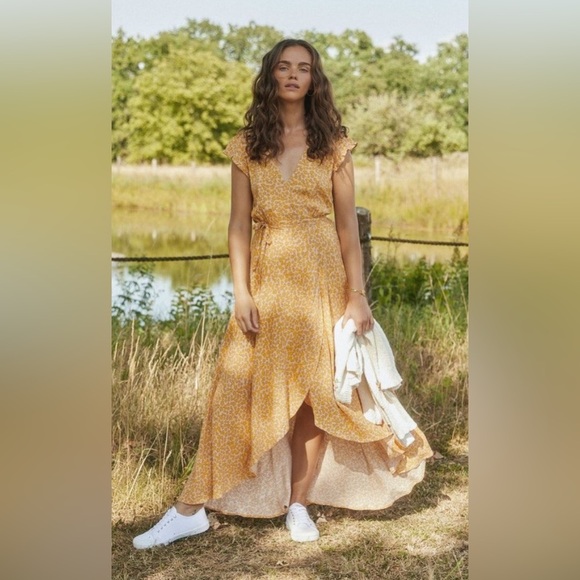 NWT Auguste the Label Dean Sierra Wrap Maxi Dress Yellow, Size 8 - Picture 8 of 16